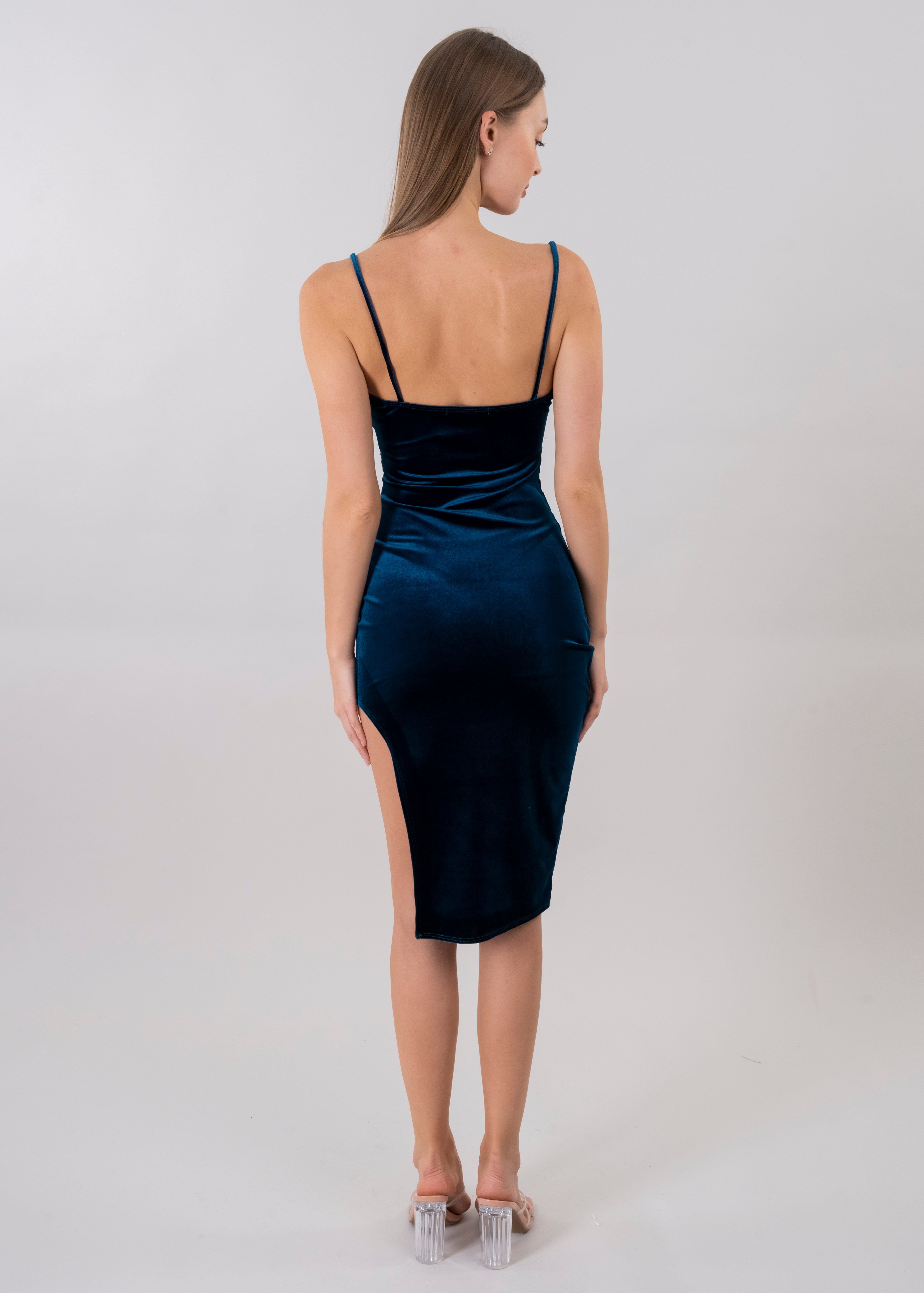 Vestido midi escote drapeado velvet sold by Shasa product image thumbnail 4