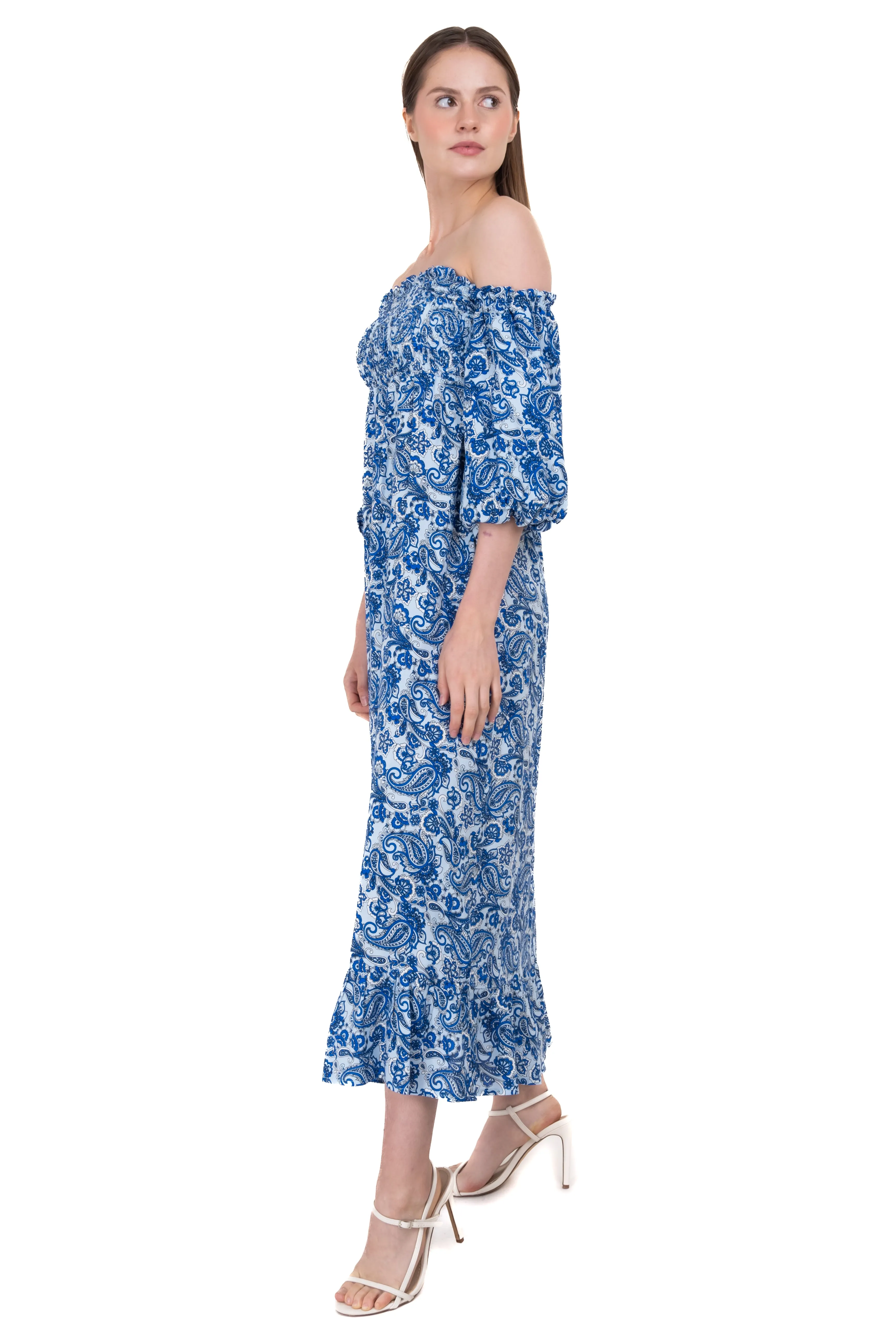 Vestido maxi hombros descubiertos paisley sold by Shasa product image thumbnail 3