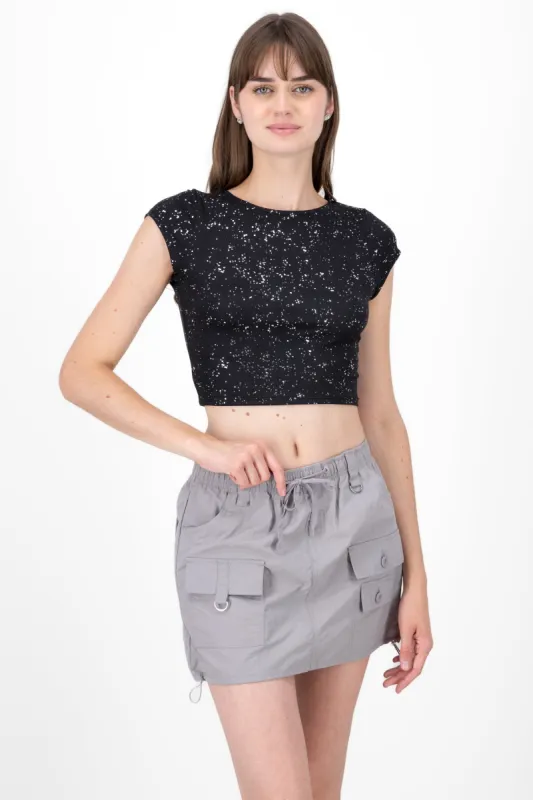 Top crop metalico manchas sold by Shasa