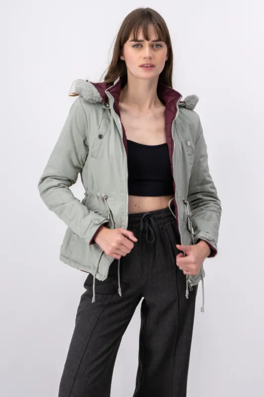 Chamarra parka reversible gorro peluche sold by Shasa