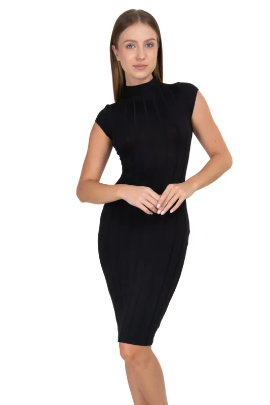 Vestido midi acanalado cuello alto sold by Shasa