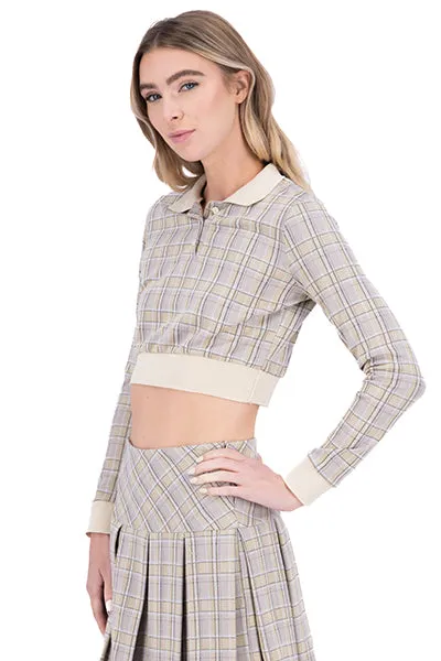 Top crop cuello polo cuadros sold by Shasa product image thumbnail 3