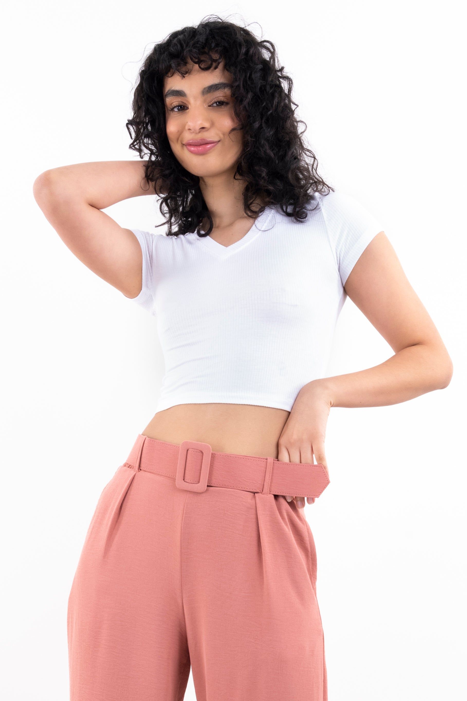 Top acanalado liso cuello v sold by Shasa