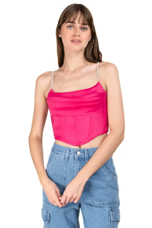 Top corset satinado tirantes brillos sold by Shasa