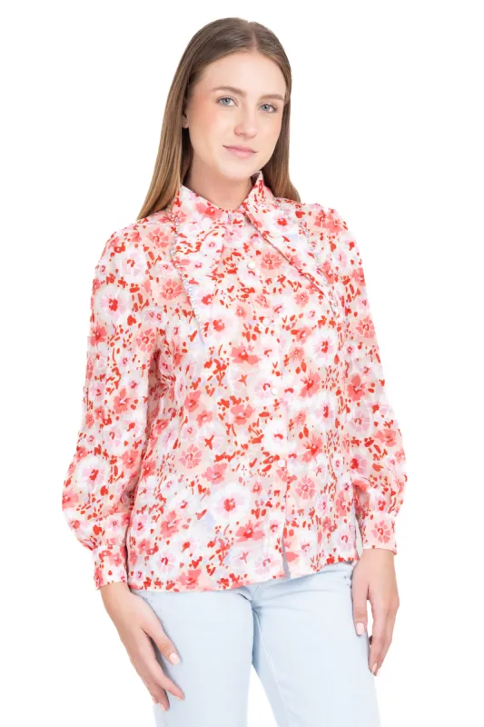 Camisa flores  cuello solapa brillos sold by Shasa