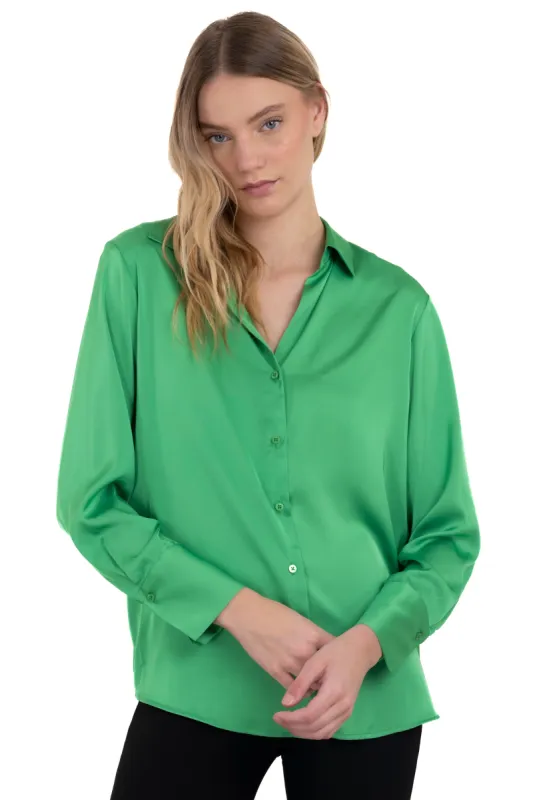 Camisa satinada lisa sold by Shasa