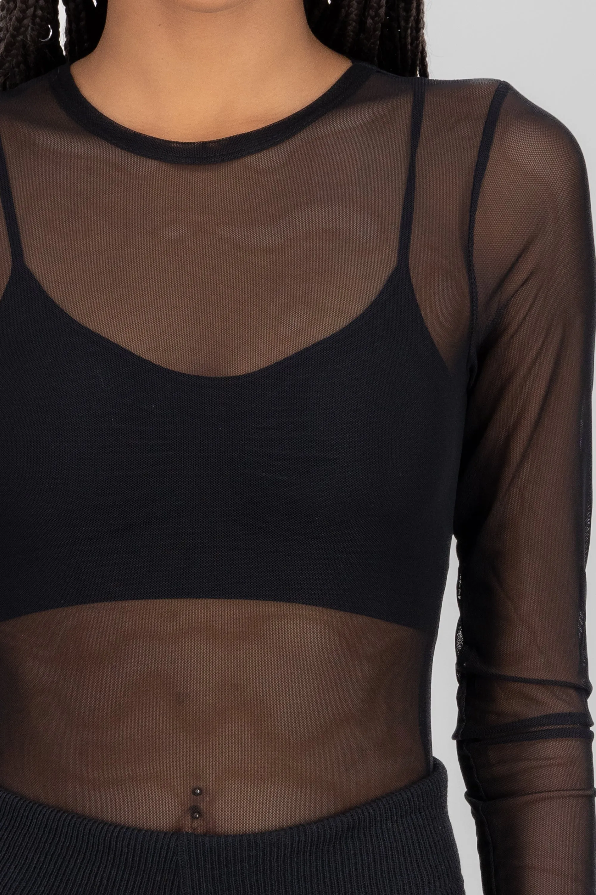 Bodysuit de manga larga de mesh liso sold by Shasa product image thumbnail 5