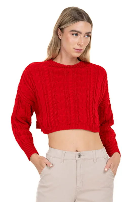 Suéter corto tejido trenzado sold by Shasa