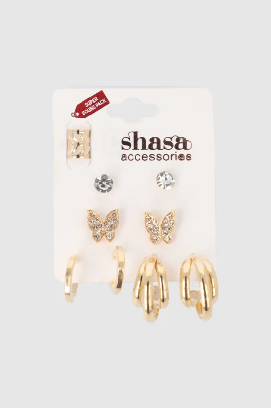 Set 4 pares aretes earcuff sold by Shasa