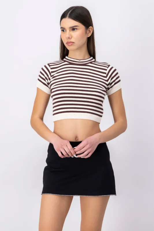 Top acanalado cuello redondo rayas sold by Shasa