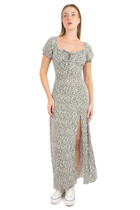 Vestido maxi abertura flores sold by Shasa