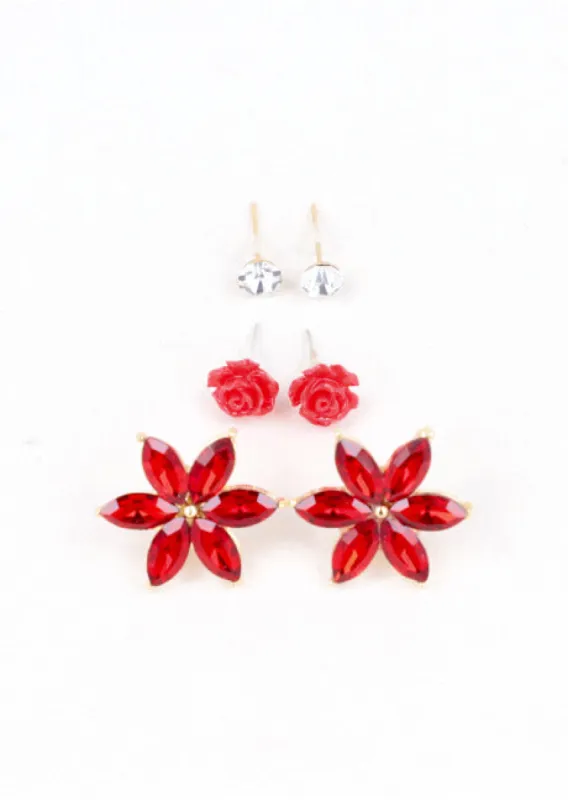 3Pr Aretes Flor Cristal sold by Shasa