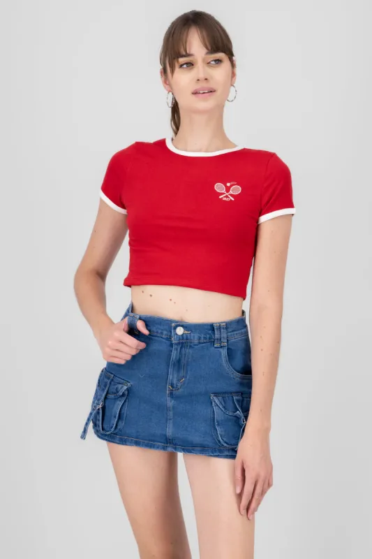 Playera Crop Tenis Contraste sold by Shasa