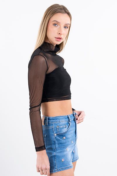 Top crop mesh cuello alto sold by Shasa product image thumbnail 3
