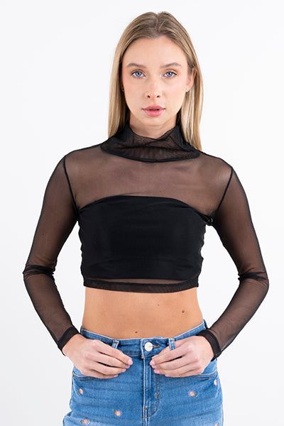 Top crop mesh cuello alto sold by Shasa product image thumbnail 2