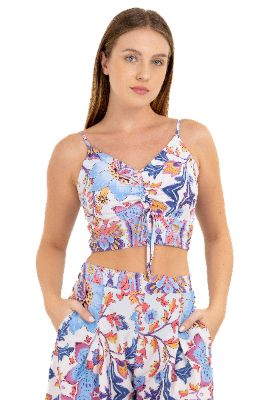 Top fruncido estampado floral retro sold by Shasa