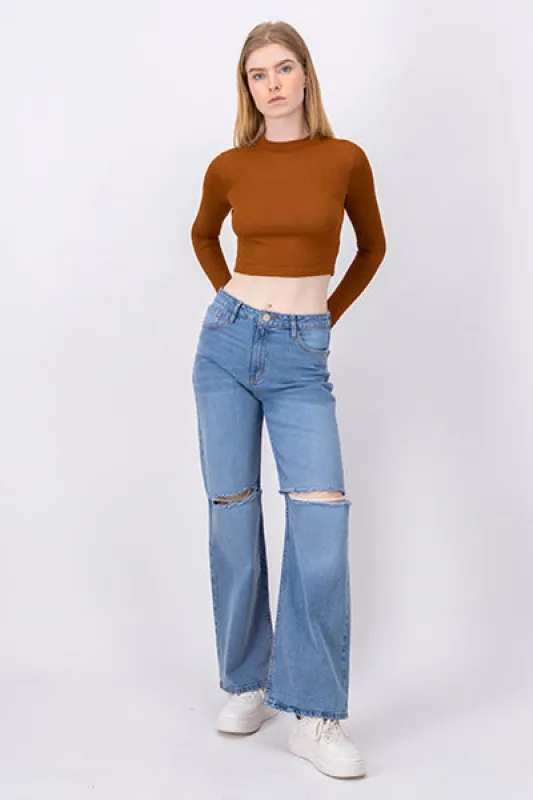 Jeans Straight Destrucción Rodilla sold by Shasa