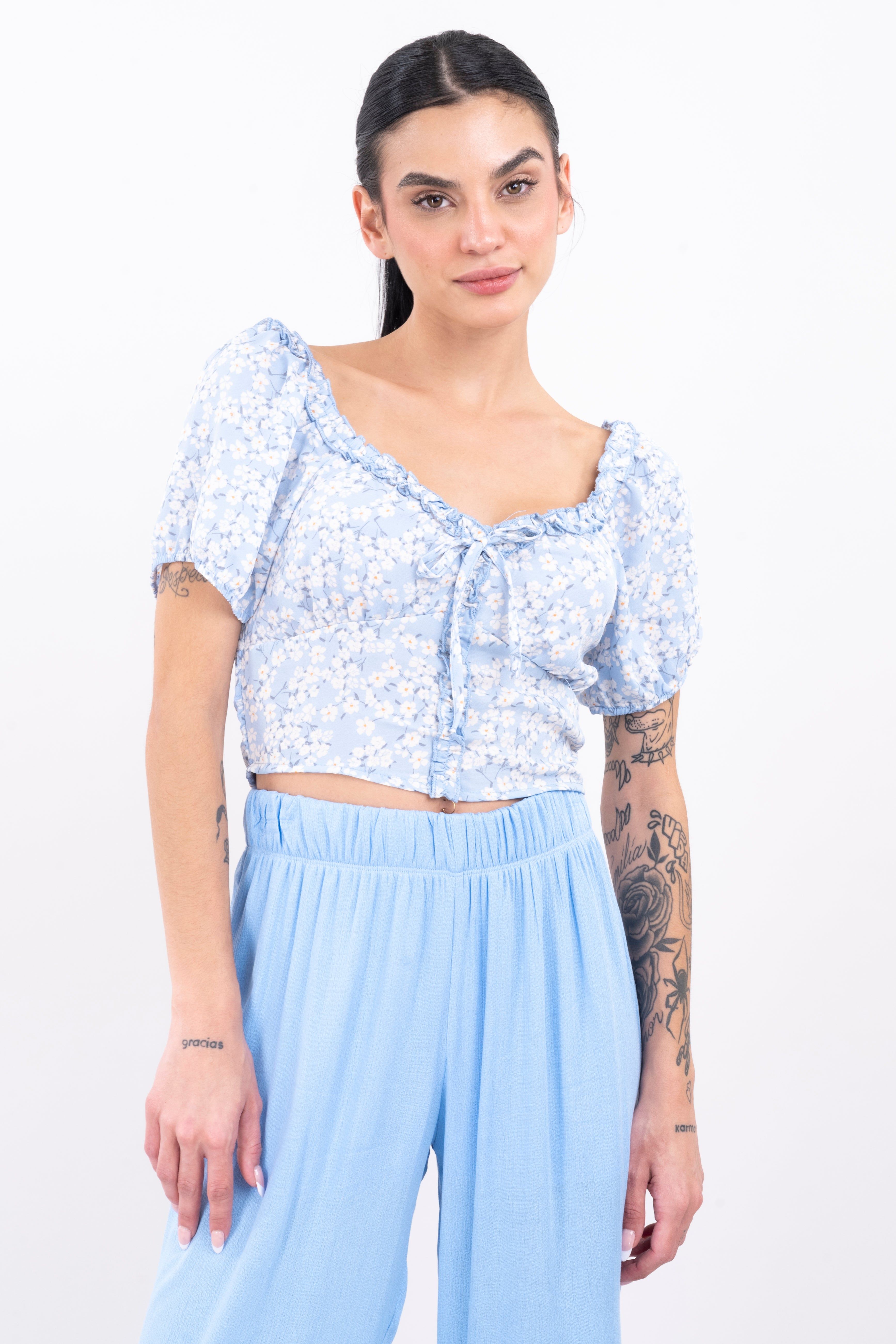 Blusa plisado cintas flores sold by Shasa product image thumbnail 2