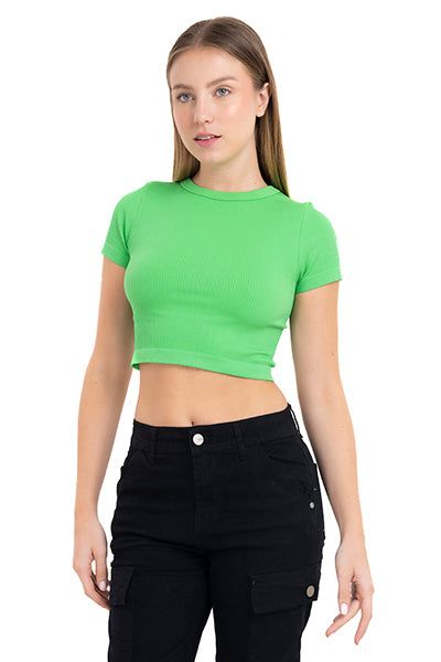 Top Crop Acanalado Manga Corta sold by Shasa