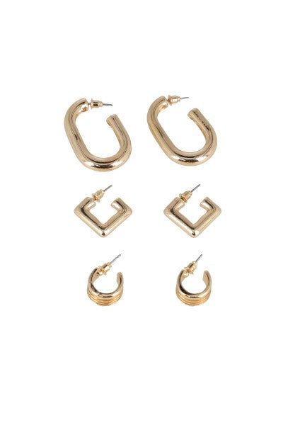 Set 3 pares arracadas chunky sold by Shasa product image thumbnail 2