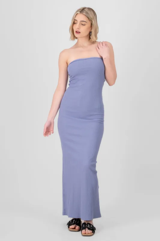 Vestido midi strapples rib sold by Shasa
