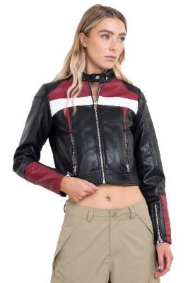 Chamarra efecto piel moto sold by Shasa