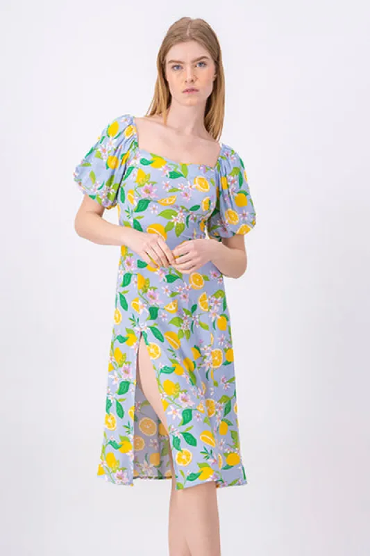 Vestido midi manga abullonada sold by Shasa