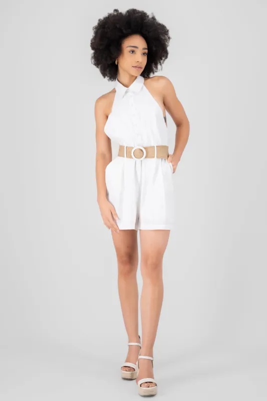 Romper con cinturon liso sold by Shasa