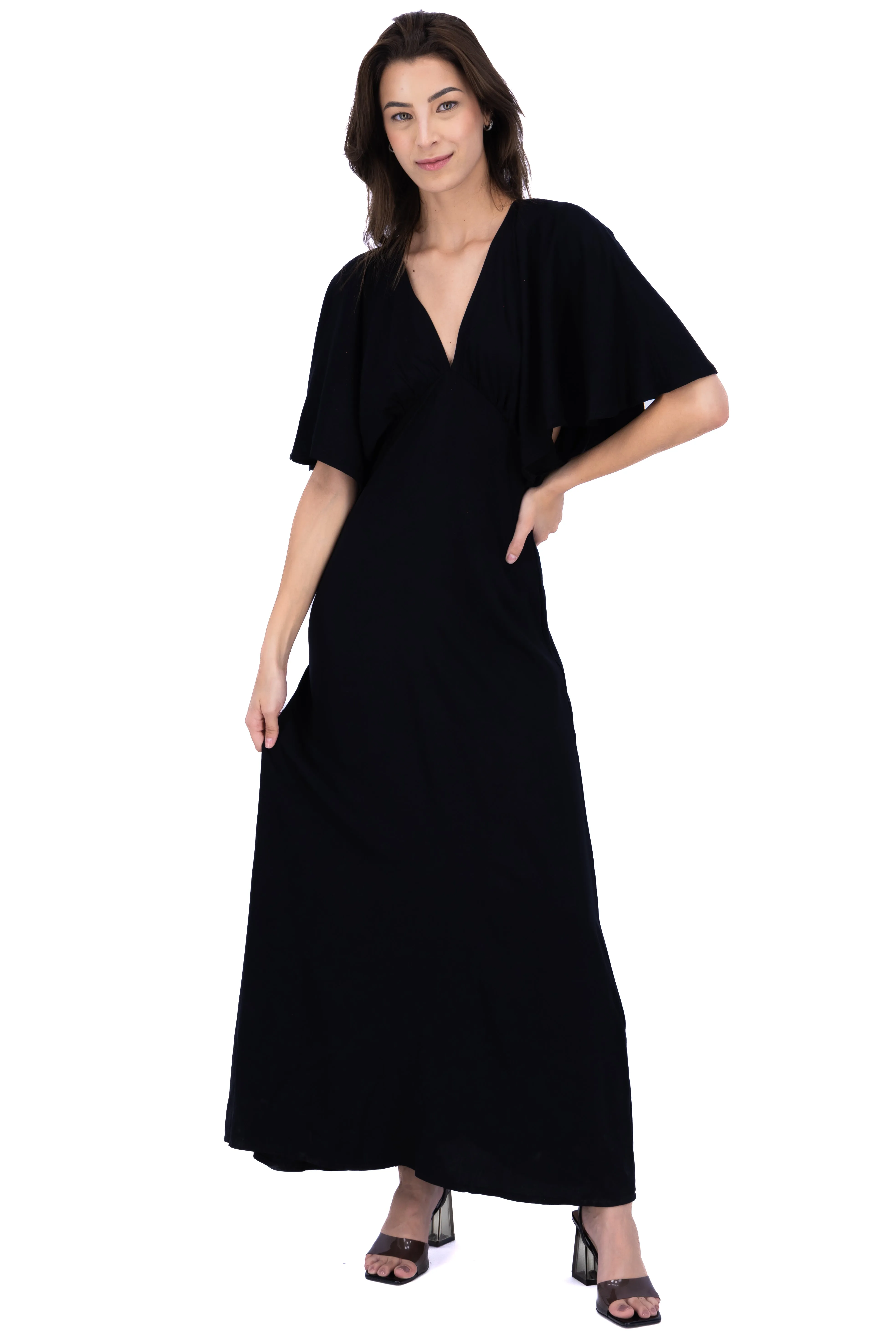 Vestido maxi liso escote v sold by Shasa