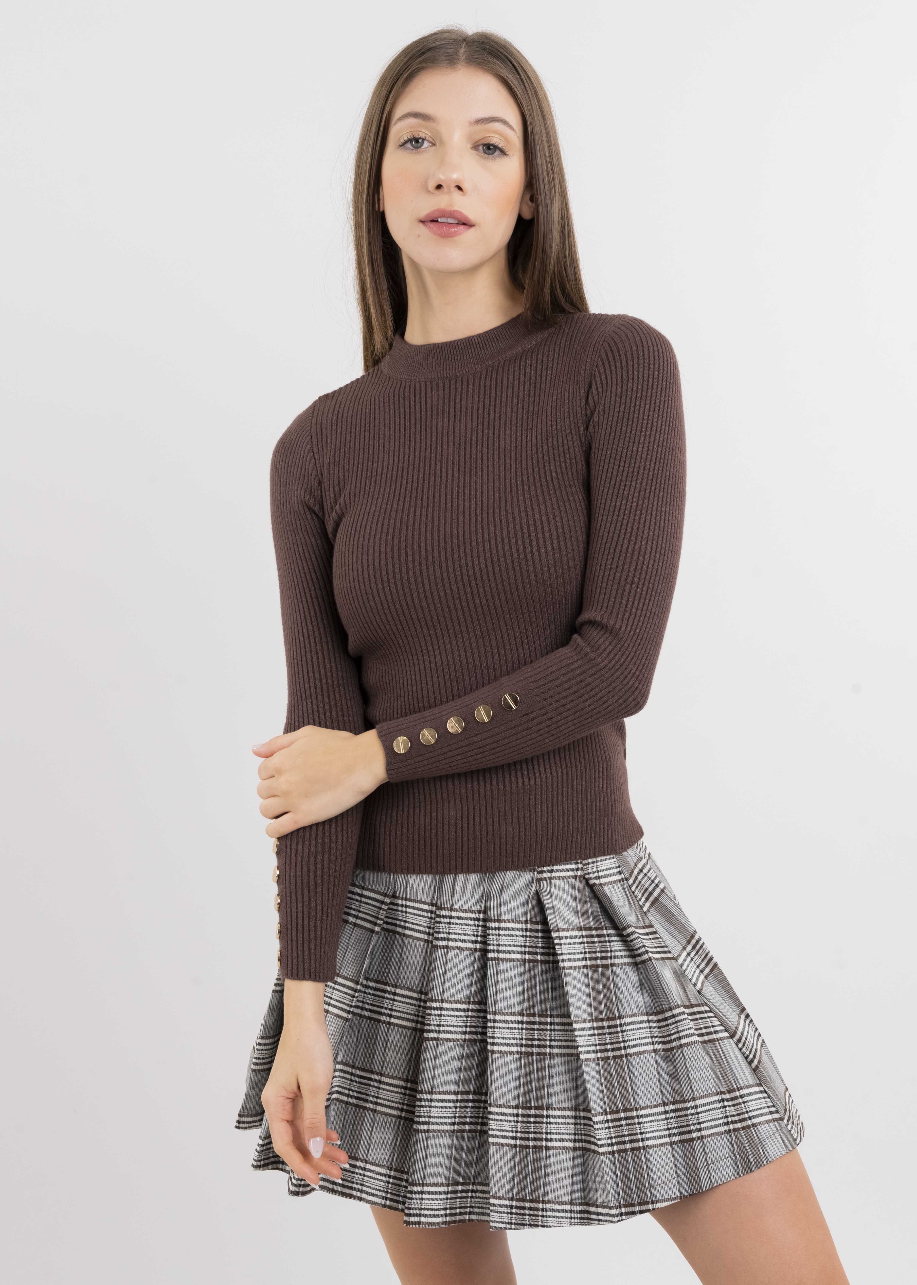 Suéter acanalado cuello alto botones sold by Shasa product image thumbnail 2