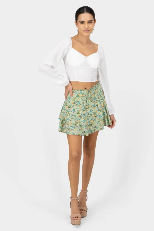 Falda mini flores doble olan sold by Shasa