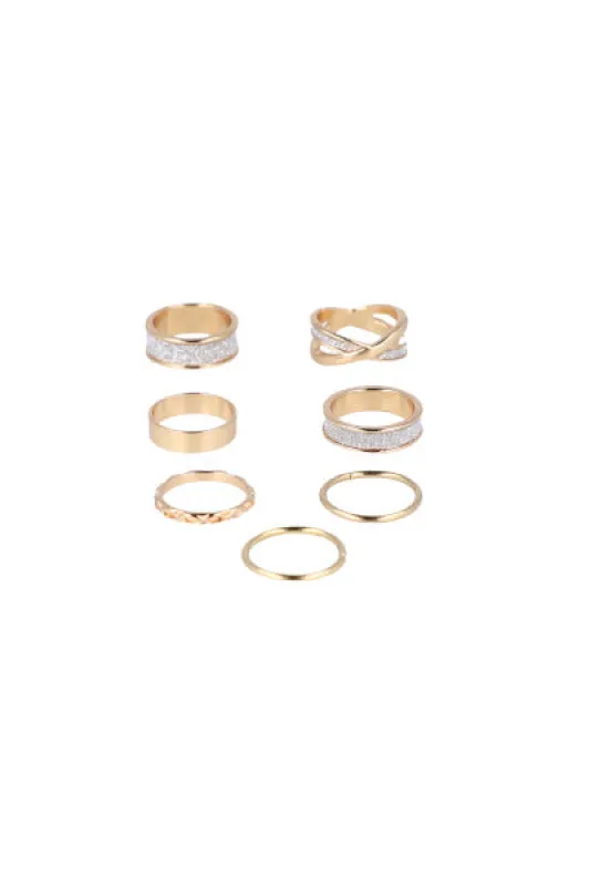 Set 7 anillos mix glitter sold by Shasa