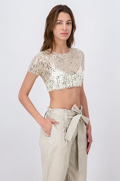 Top crop red lentejuelas sold by Shasa product image thumbnail 3