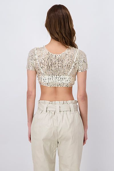 Top crop red lentejuelas sold by Shasa product image thumbnail 4