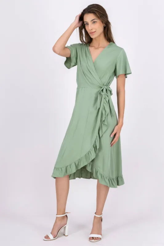 Vestido midi wrap olanes sold by Shasa