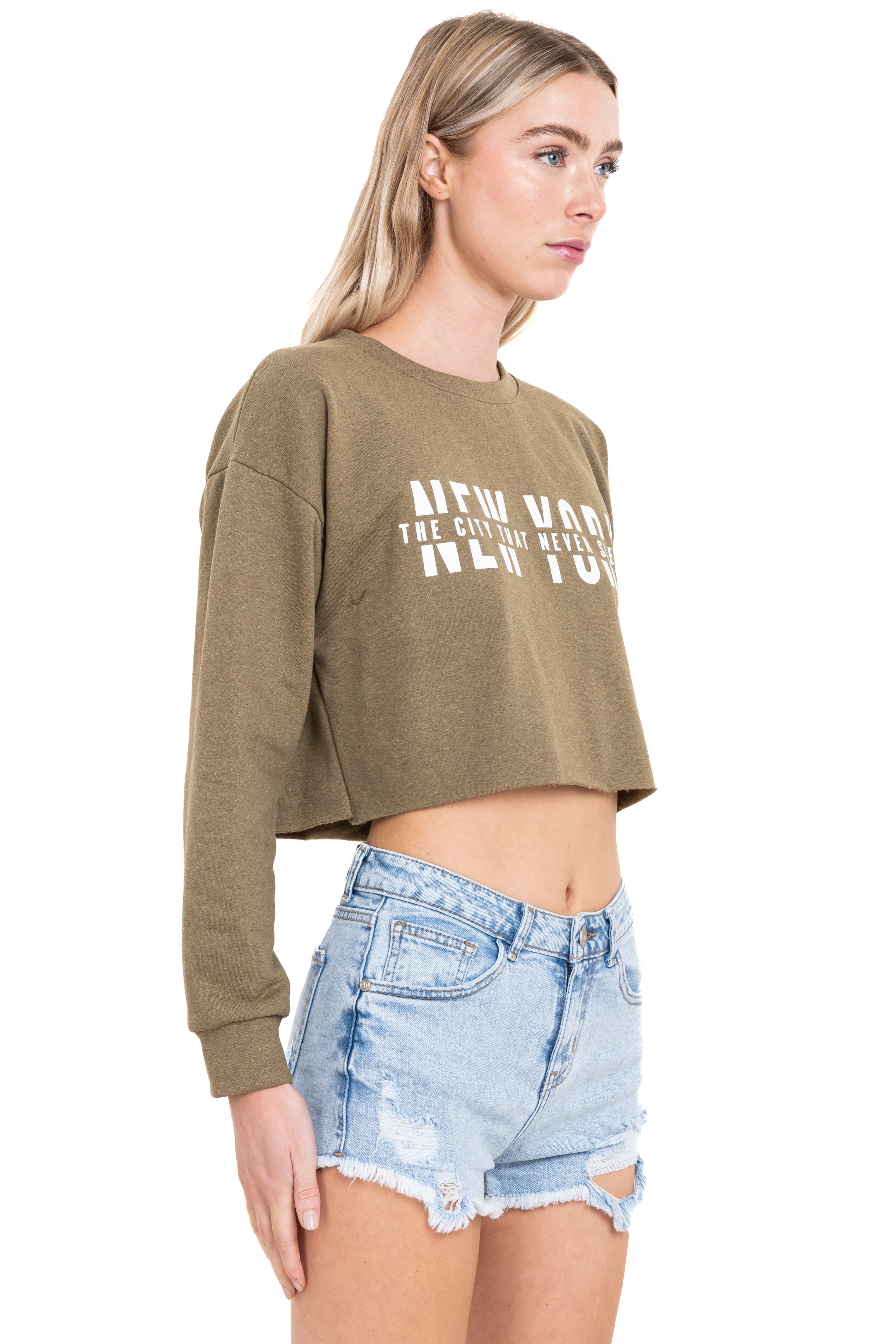 Sudadera crop amplia New York sold by Shasa