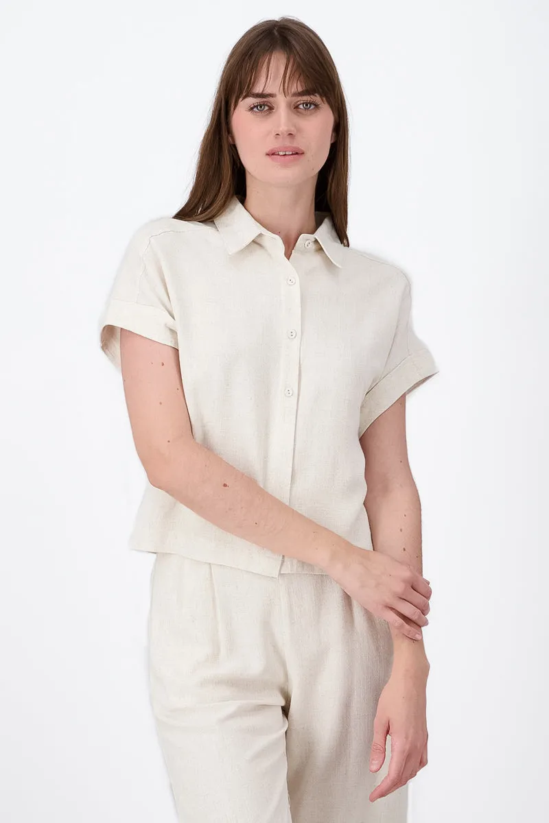 Camisa Crop Manga Corta Lino sold by Shasa product image thumbnail 2