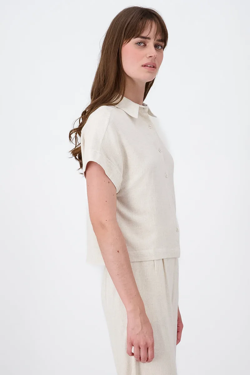 Camisa Crop Manga Corta Lino sold by Shasa product image thumbnail 3