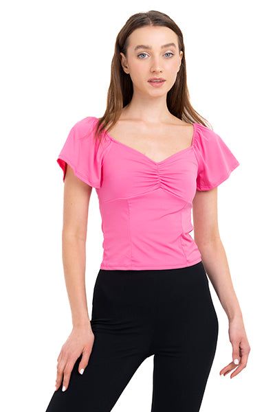 Blusa Escote V Fruncido Manga Corta sold by Shasa