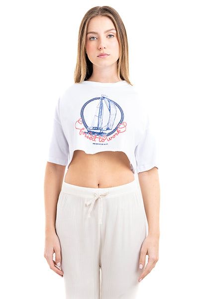 Playera crop estampado texto barco sold by Shasa product image thumbnail 2
