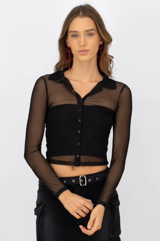 Camisa de mesh de manga larga ocn botones sold by Shasa