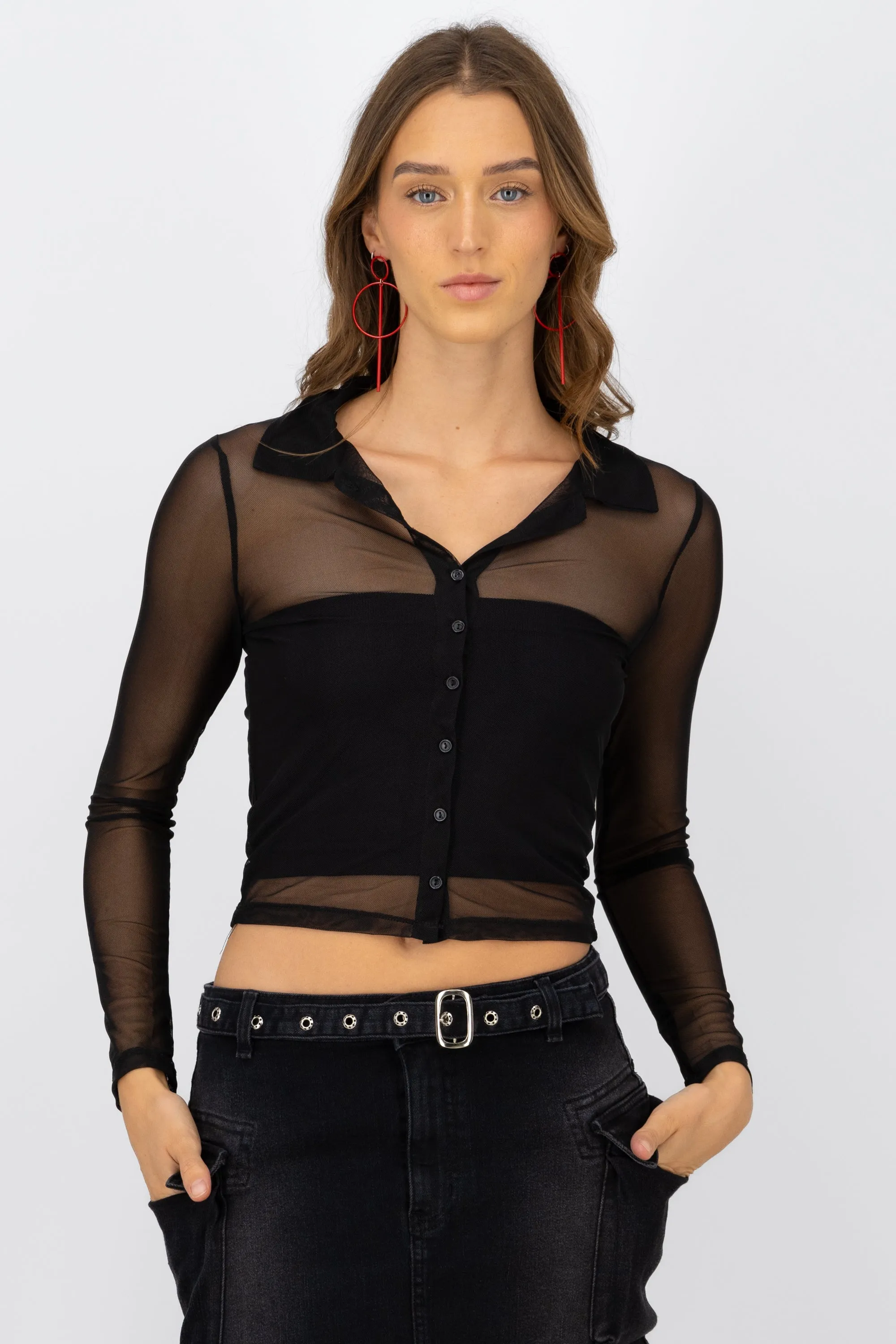 Camisa de mesh de manga larga ocn botones sold by Shasa product image thumbnail 2