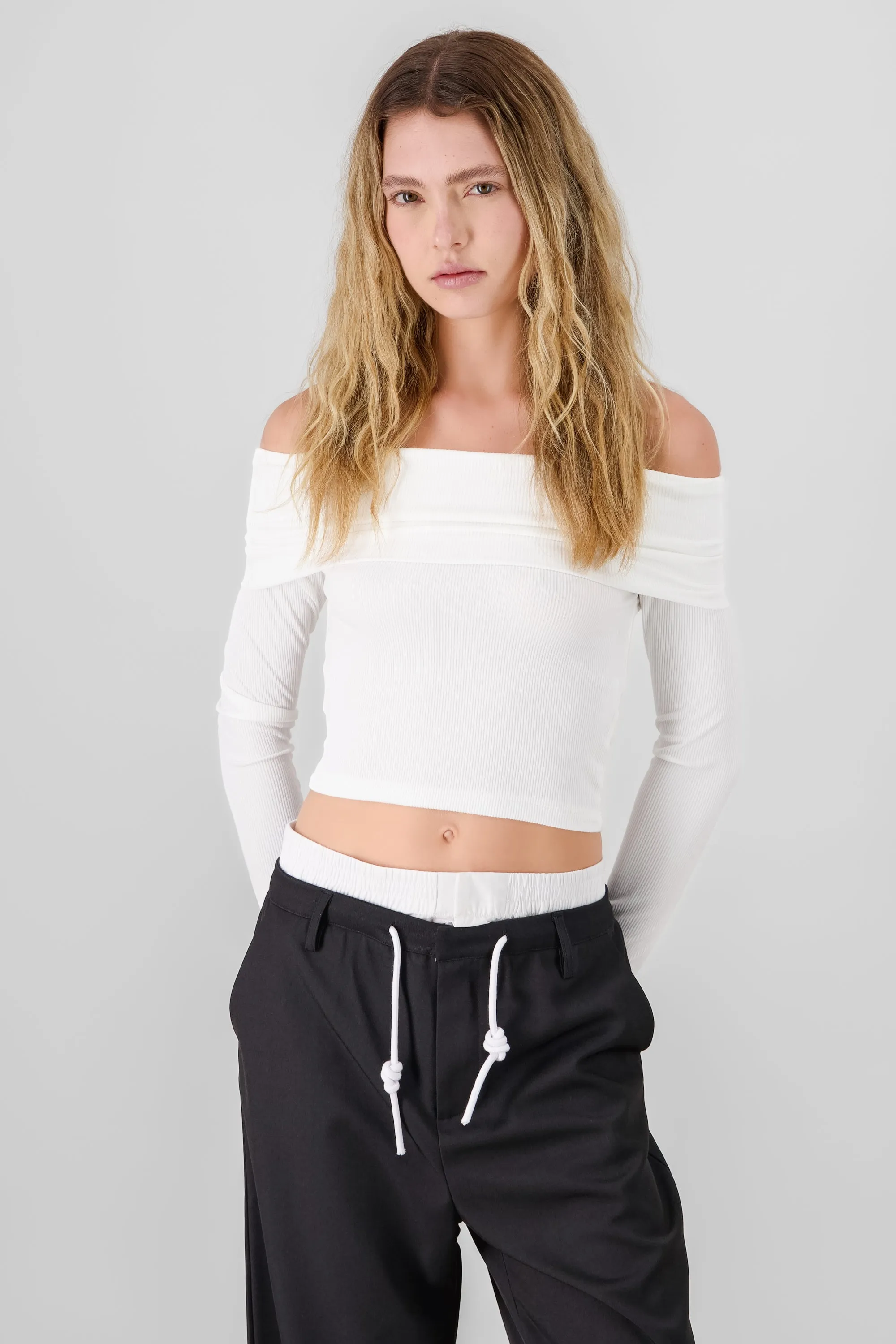 Top off shoulder manga larga rib sold by Shasa product image thumbnail 2