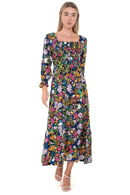 Vestido maxi tejido elástico floreado sold by Shasa