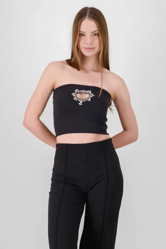 Top liso detalle corazon brillos sold by Shasa