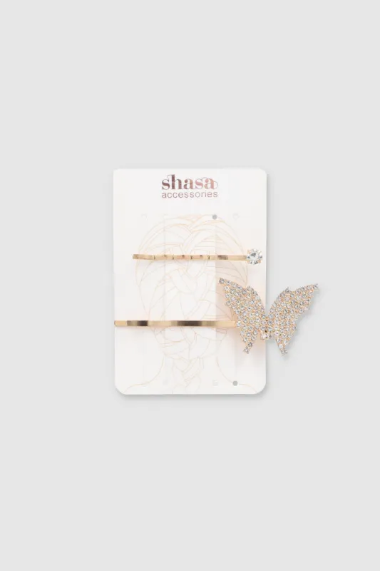 2 pasadores mariposa brillos sold by Shasa