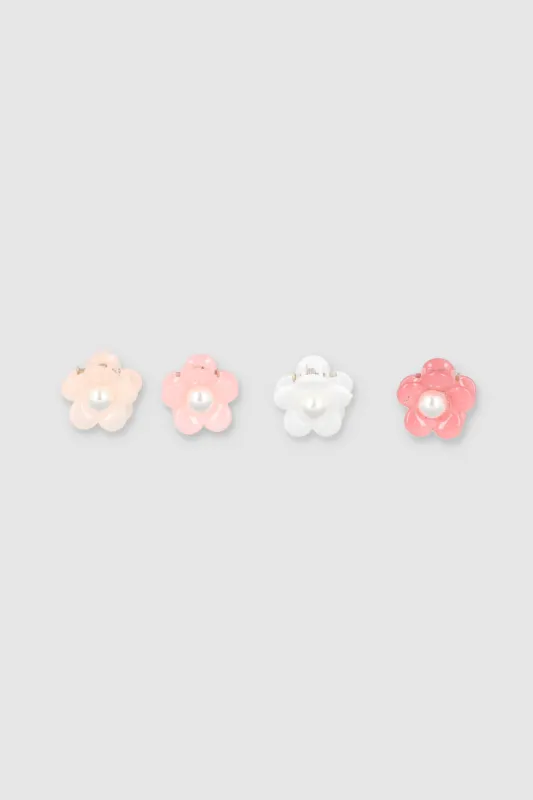 Set 4 pinzas flor perla sold by Shasa