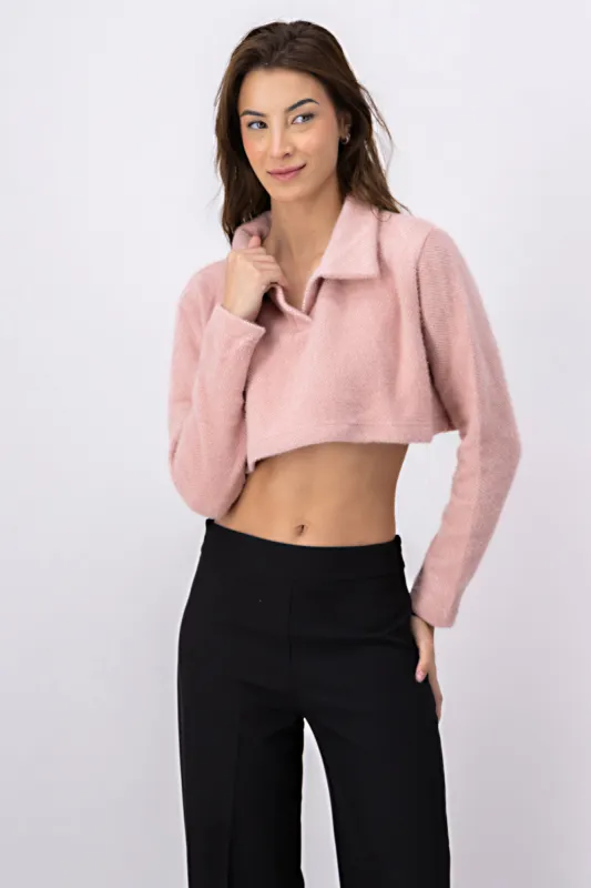 Suéter crop peluche liso sold by Shasa