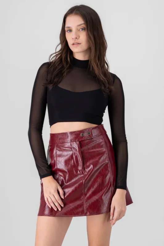Top cropped de mesh liso sold by Shasa