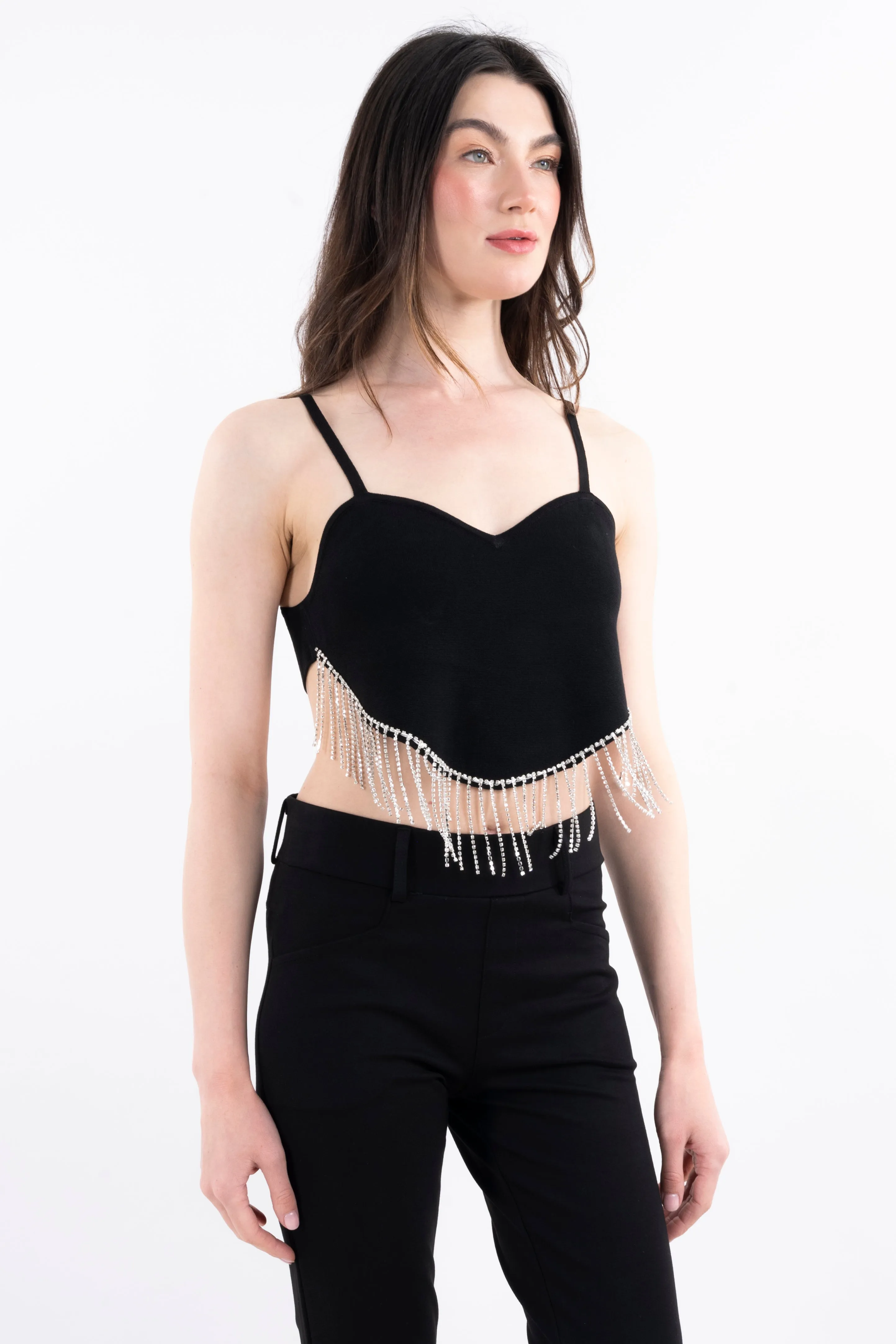 Top crop bajo asimétrico brillos sold by Shasa product image thumbnail 3